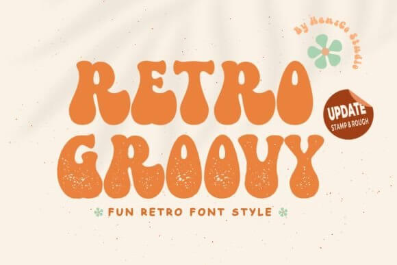 Retro Groovy font preview with rounded groovy letterforms for retro fonts