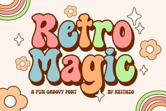 Retro Magic retro fonts preview with chunky curved display letters