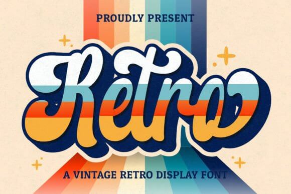 Retro Script font preview with flowing vintage script lettering