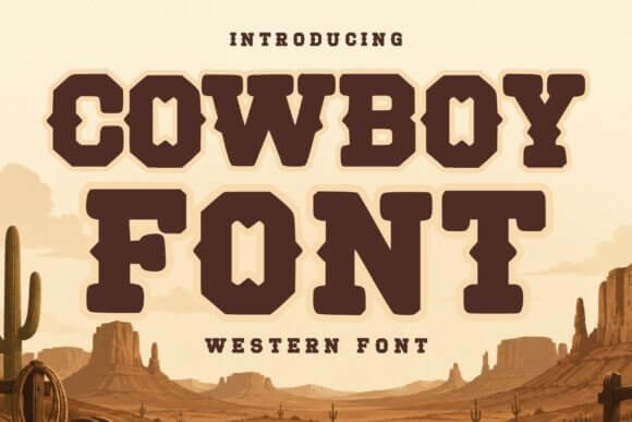 Cowboy 98 western font for vintage font poster and rustic branding