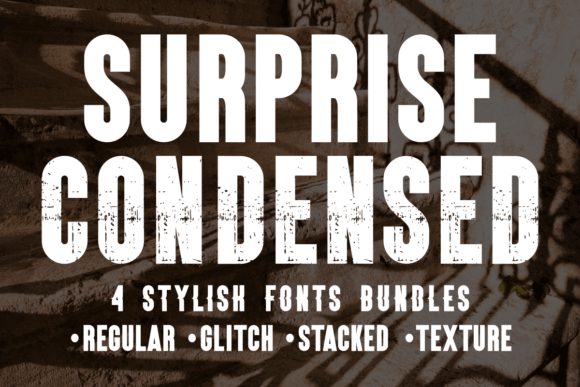 Surprise Condensed Texture font preview with narrow condensed vintage font style
