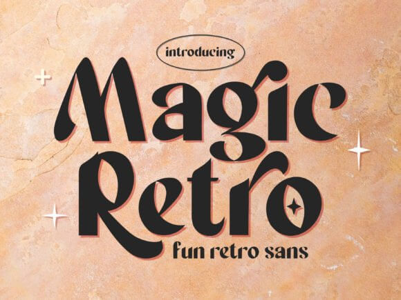 Magic Retro 6 psychedelic retro font preview with trippy letterforms