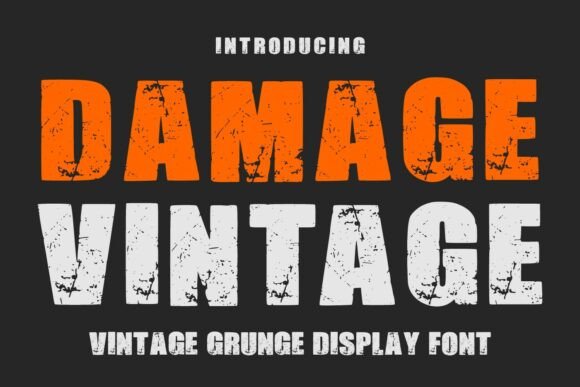 Damage Vintage font preview with grunge distressed retro lettering