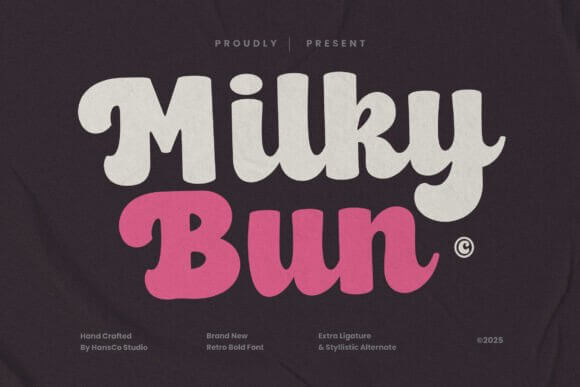 Milky Bun font preview with sweet retro script lettering