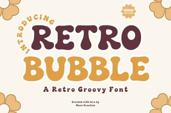 Retro Bubble 8 font preview with oversized bubbly retro letter style