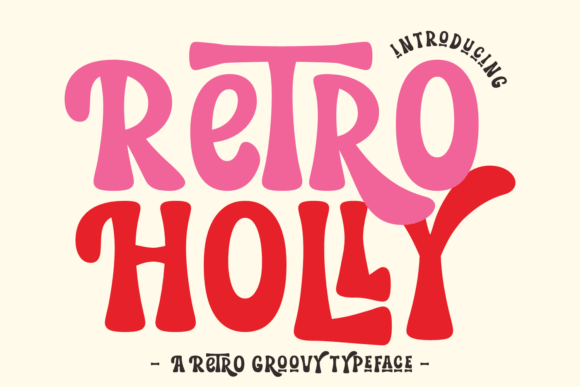 Retro Holly font preview with festive vintage retro lettering