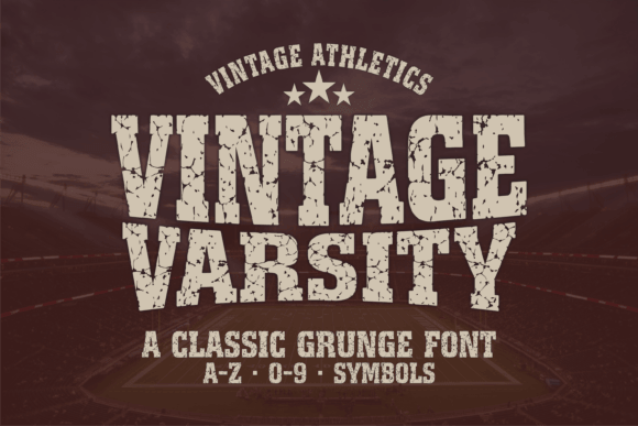 Vintage Varsity 4 collegiate block font with vintage fonts alphabet styling