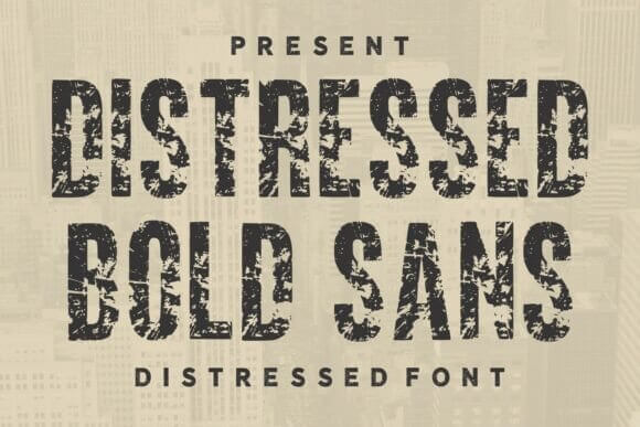 Distressed Bold Sans font preview with bold sans vintage fonts letters