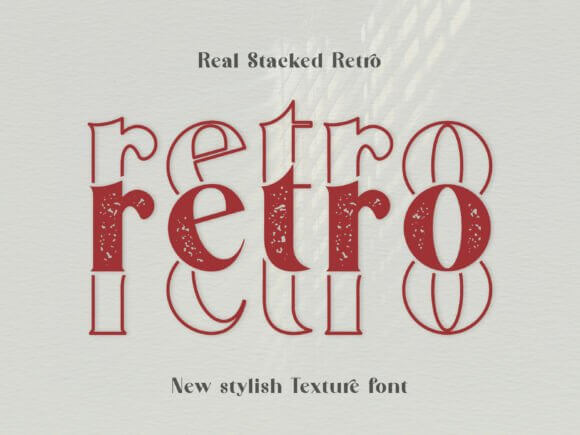 Real Stacked Retro font preview with layered stacked retro lettering effect