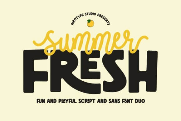 Summer Fresh font preview with bright retro lettering for summer designs