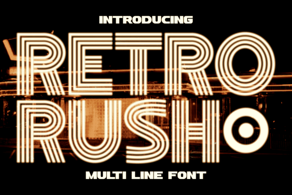 Retro Rush font preview with dynamic modern-retro lettering