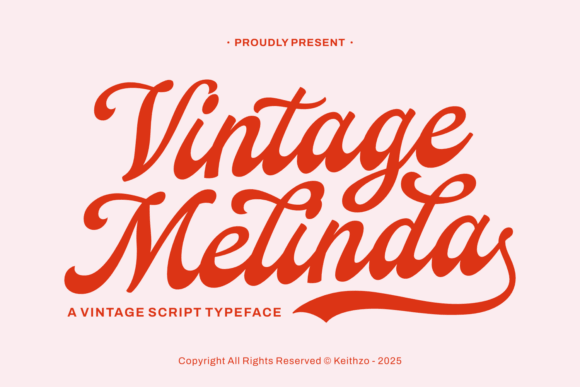 Vintage Melinda font preview with elegant vintage script lettering
