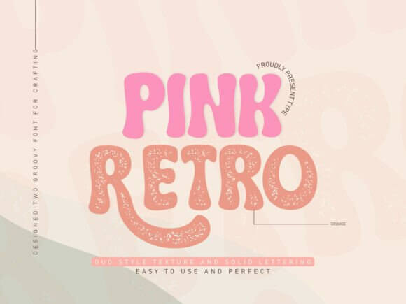 Pink Retro font preview with cute bold vintage lettering