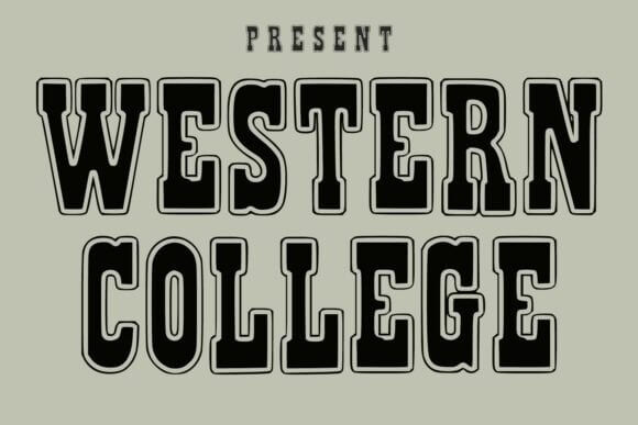 Western College font preview combining western and college vintage font letters