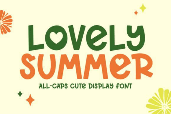 Lovely Summer font preview with modern retro script lettering