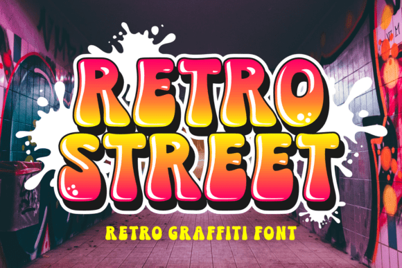 Retro Street font preview with urban retro display style lettering