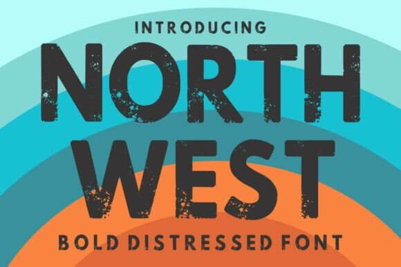 North West font preview with rugged vintage display lettering