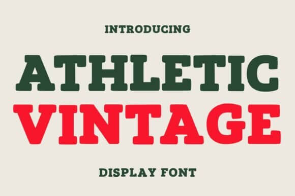 Athletic Vintage 2 font preview with retro sports vintage fonts alphabet