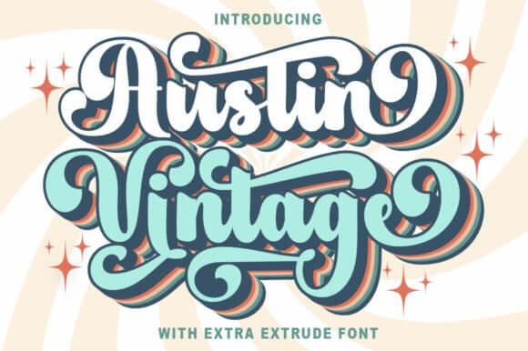 Austin Vintage font preview with classic serif vintage letters