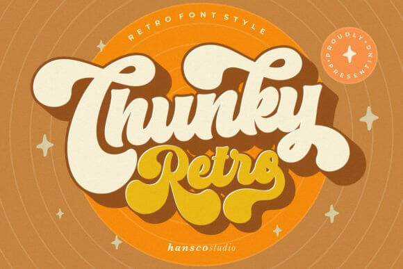 Chunky Retro font preview with bold rounded bubble letters