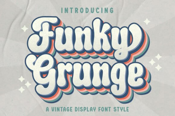 Funky Grunge font preview with distressed retro display letters