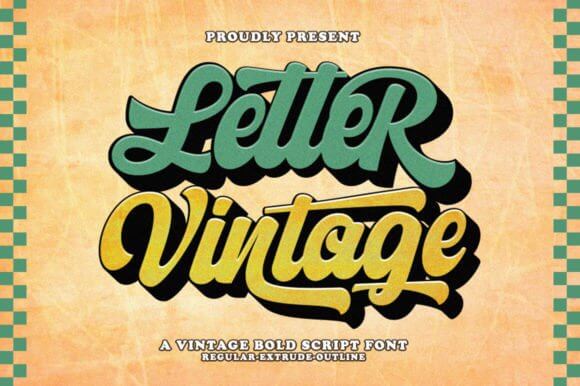 Letter Vintage serif font preview for vintage fonts letters and branding