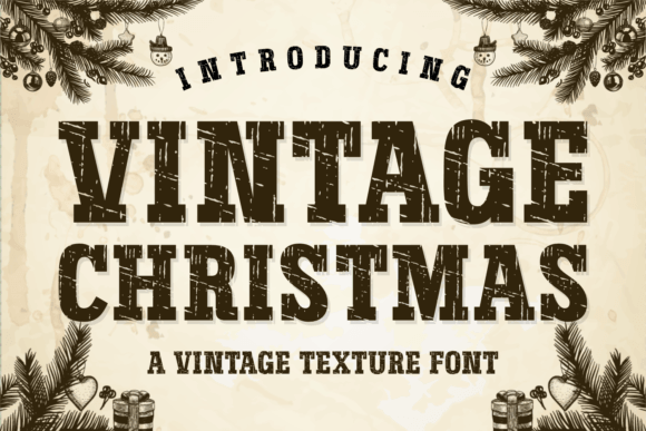 Vintage Christmas retro serif font preview with holiday letterforms