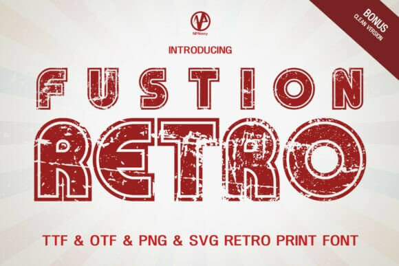 Fusion Retro font preview with modern retro letterforms