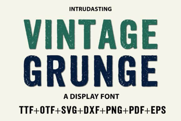 Vintage Grunge 5 font preview with distressed vintage font letters