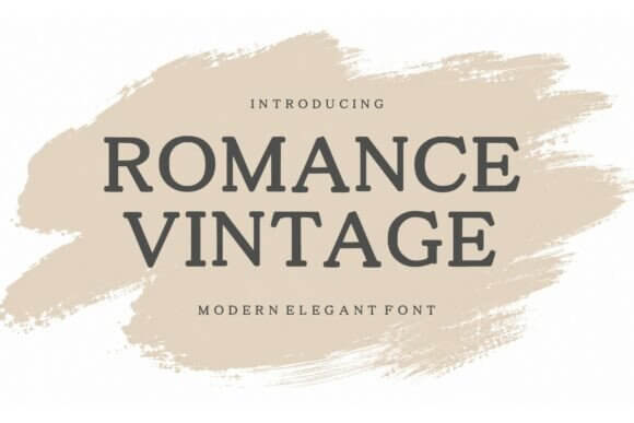 Romance Vintage script font preview with flowing vintage handwriting look