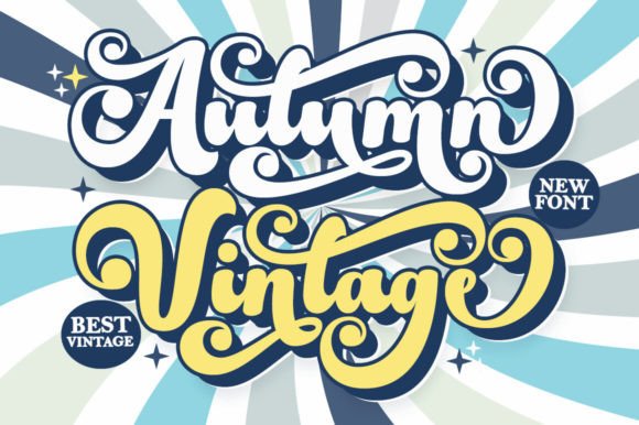 Autumn Vintage 3 font preview with warm retro letters for seasonal designs