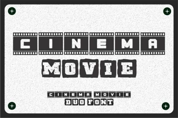 Cinema Movie Duo font preview styled like classic cinema and movie poster lettering