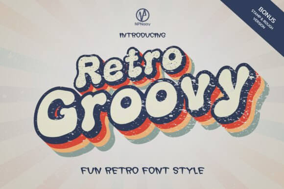 Retro Groovy 2 font preview with flowing 70s groovy curves