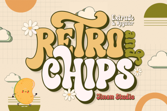 Retro And Chips font preview for quirky retro snack branding