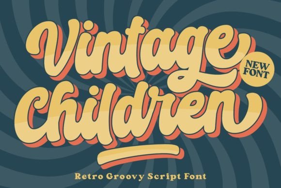 Vintage Children playful retro display font preview for retro fonts kids branding