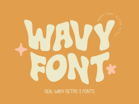 Wavy Retro font preview with flowing groovy letter shapes
