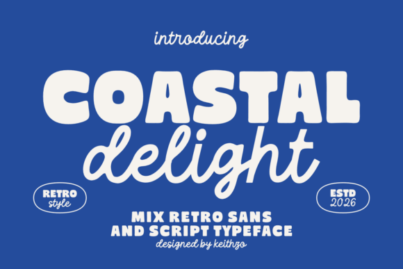 Coastal Delight font preview with breezy retro script lettering