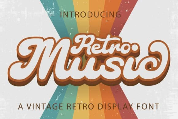 Retro Music font preview with lively retro display typography