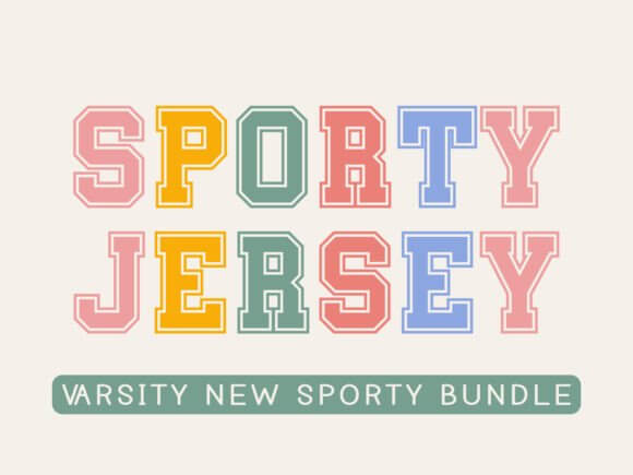 Sporty Varsity retro font preview with collegiate block letters