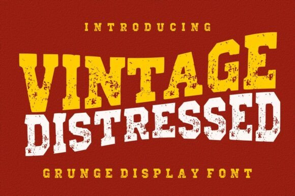 Vintage Distressed font with worn texture look for vintage font logo and labels