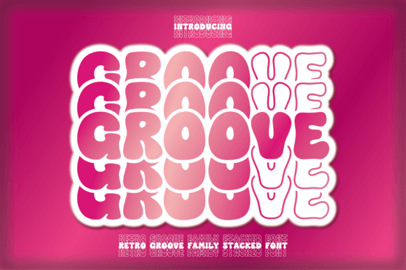 Retro Groove Stacked font preview with stacked layered retro letters