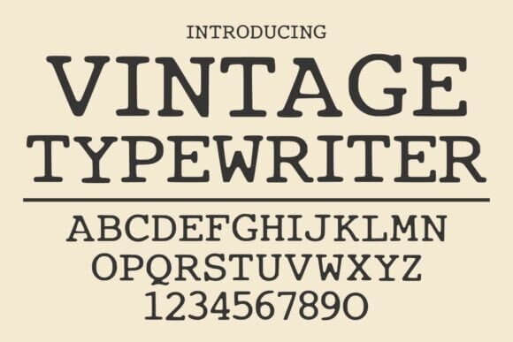 Vintage Typewriter 36 font preview with distressed monospaced typewriter letters