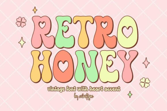 Retro Honey font preview with rounded retro display lettering