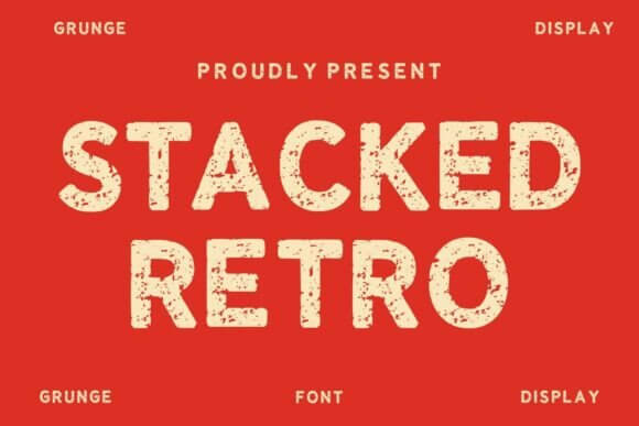 Stacked Retro font preview showing dimensional retro display lettering