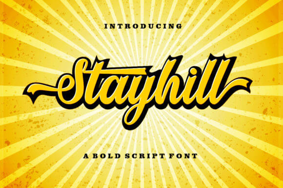 Stayhill script font preview with vintage handwritten signature lettering