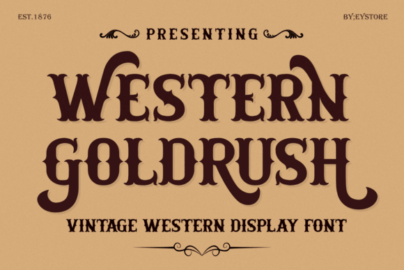 Western Goldrush font preview with old west vintage fonts alphabet retro