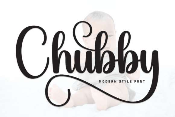 Chubby handwriting font preview with rounded playful letters for cute branding