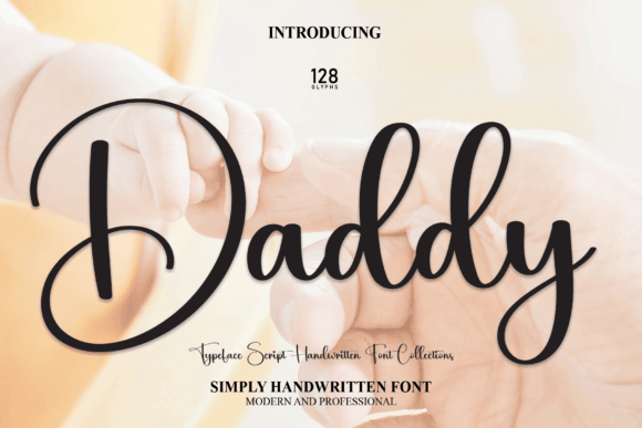 Daddy handwriting font preview with bold casual script and uppercase lowercase letters
