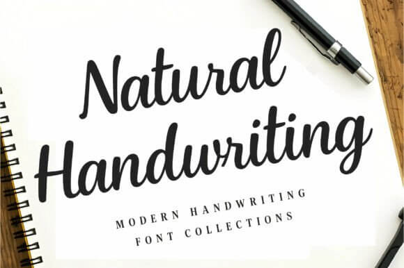 Natural Handwriting font preview with authentic pen-style script and simple layout
