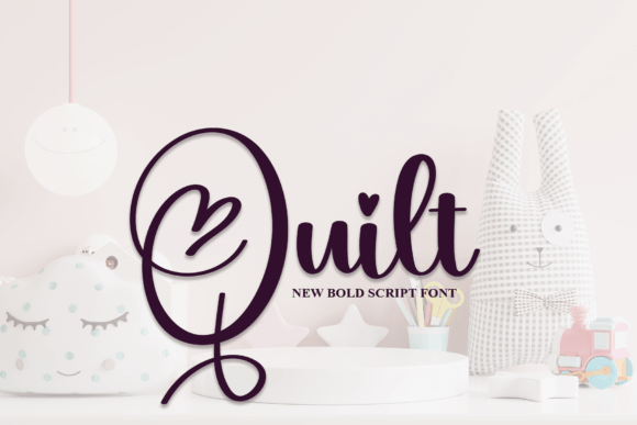 Quilt handwriting font preview with crafty stitched feel for handmade projects